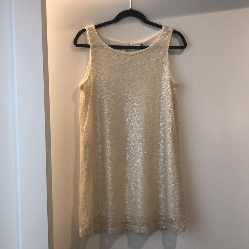H&M Fully Sequined Cream Dress